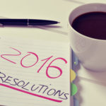 coffee and notepad with the text 2016 resolutions