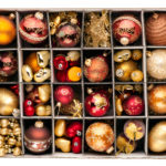 Christmas decorations in a box