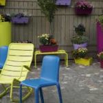 colorful backyard patio