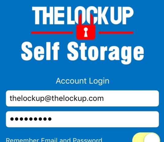 The Lock Up Self Storage App Login Screen