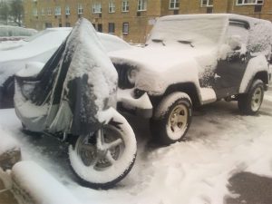 Proper winter motorcycle storage is important.